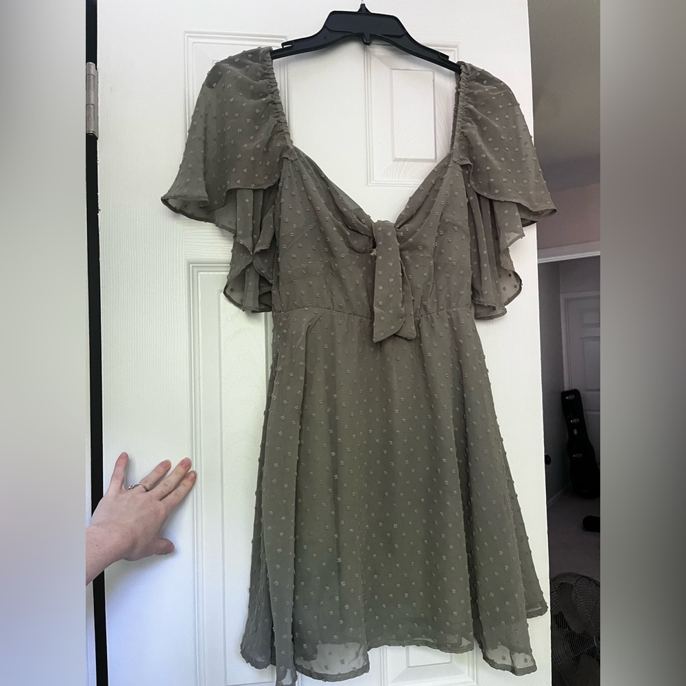 Altar'd State Green flutter sleeve Dress